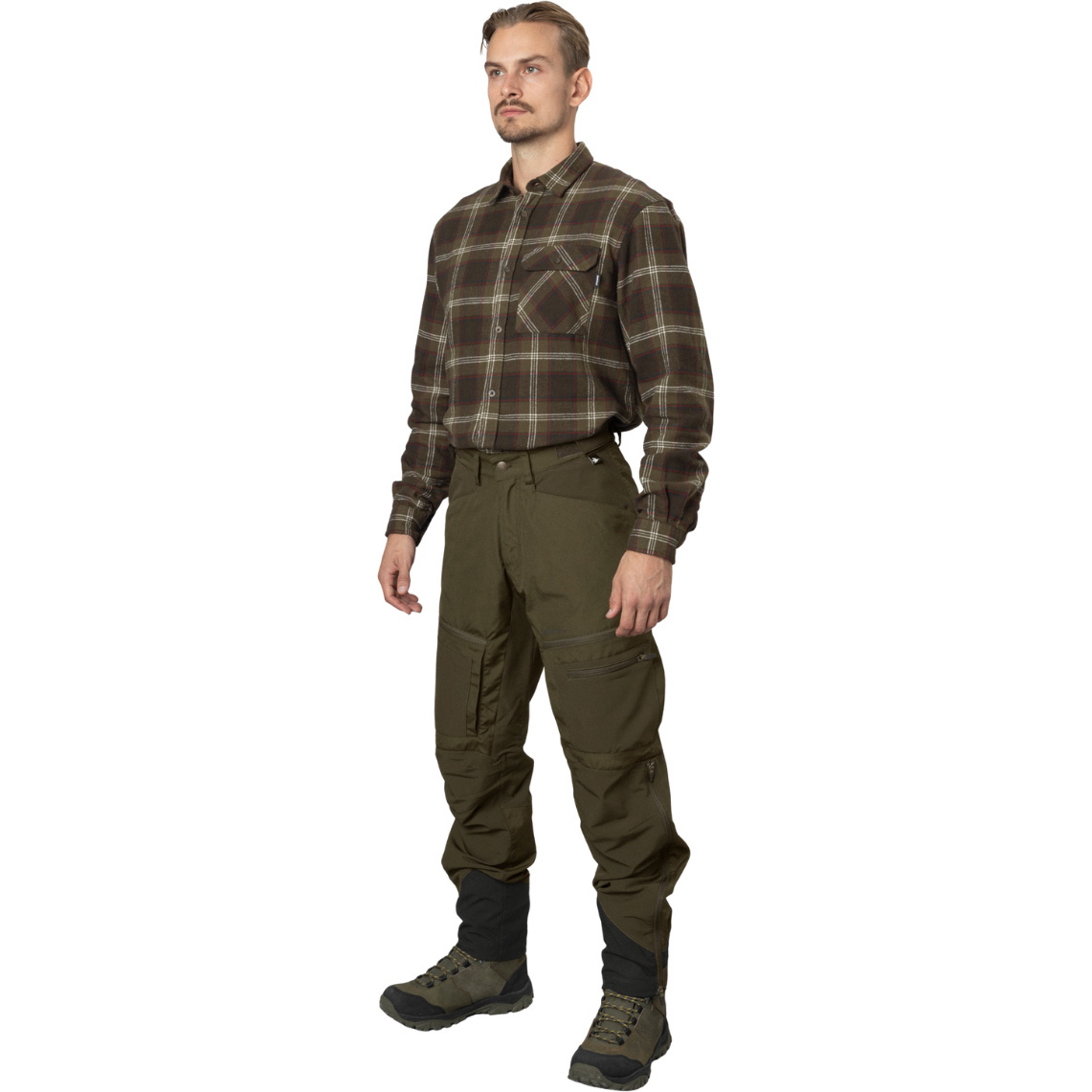 2025 Seeland Mens Glen Flannel Shirt 4030280110 - Pine Green / Dark Navy Check